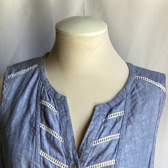 Jones New York light Blue Linen Sleeveless Top - Picture 1 of 3